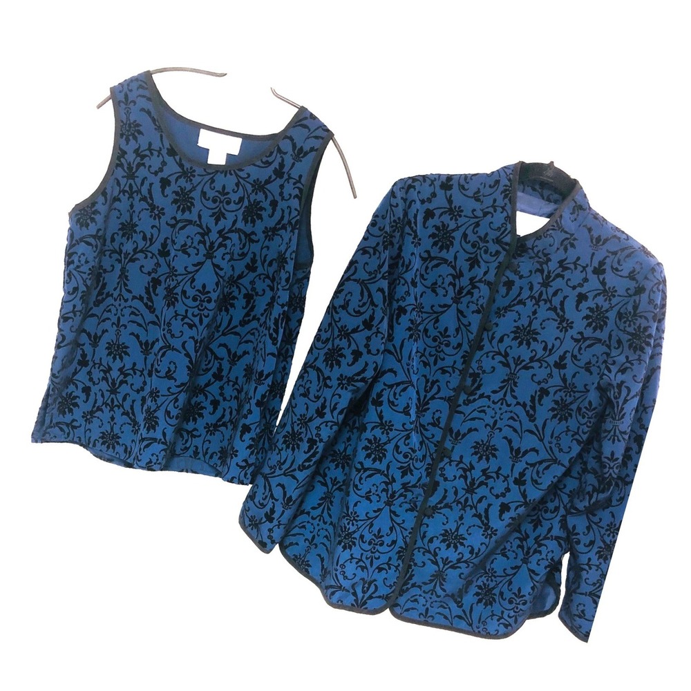 Vintage Susan Graver Velvet Brocade Outfit Old Money Luxury Mature Womens S